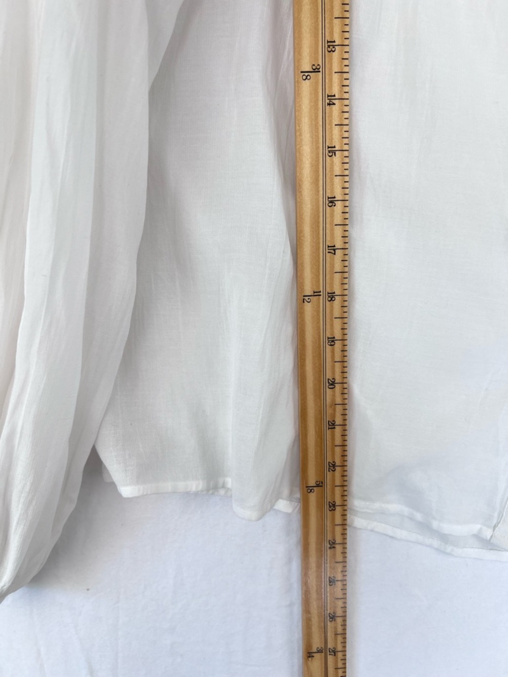 Anthropologie Long-Sleeve Lace Blouse White Blue Sz S Embroidered Beaded Relaxed - Picture 14 of 16